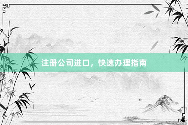 注册公司进口，快速办理指南